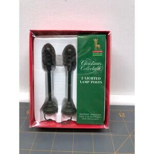 Set of Santas Best Christmas Collectable Lighted Lamp Posts 4.25" Tall